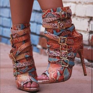 Nelly Bernal Nude Snake Bootie